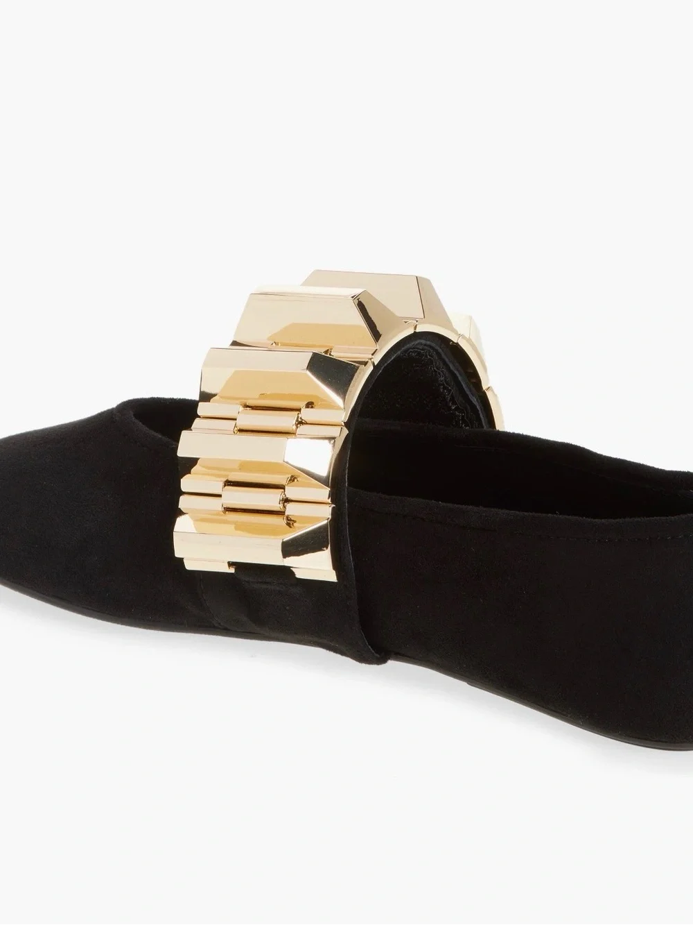 Jeffrey Campbell Rigid Ballet Flat – Black Suede/Gold – New With Box